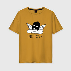 Женская футболка оверсайз No love - angel in mask