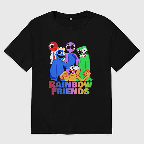 Женская футболка оверсайз Радужные друзья персонажи игры / Черный – фото 1