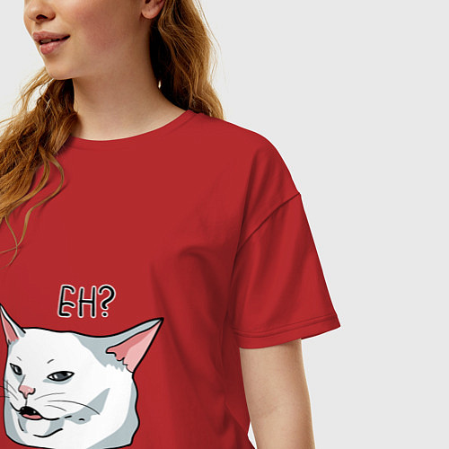 Женская футболка оверсайз Eh?! / Красный – фото 3