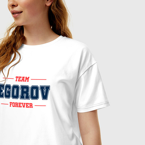 Женская футболка оверсайз Team Egorov forever фамилия на латинице / Белый – фото 3