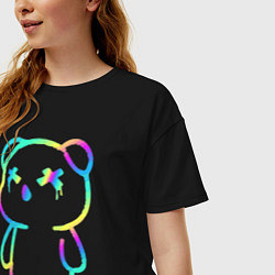 Футболка оверсайз женская Cool neon bear, цвет: черный — фото 2