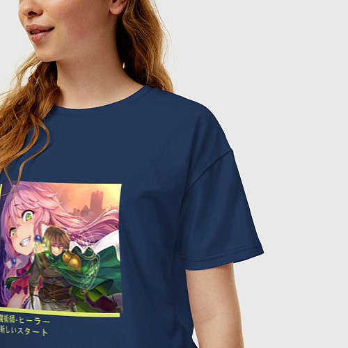 Женская футболка оверсайз Флэр и Кэяру / Тёмно-синий – фото 3