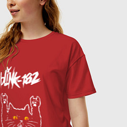 Футболка оверсайз женская Blink 182 rock cat, цвет: красный — фото 2