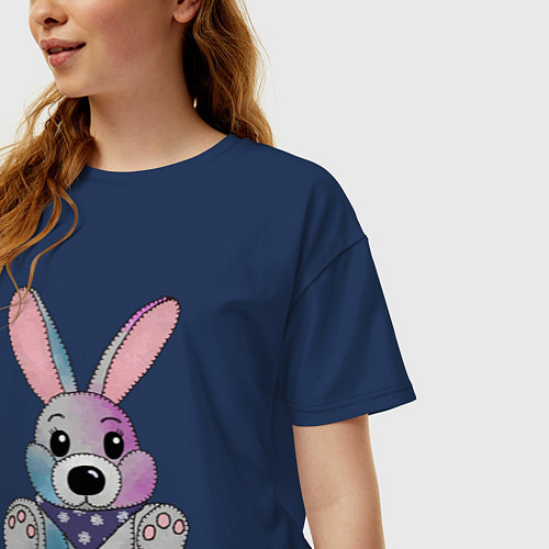 Женская футболка оверсайз Кролик на новый год / Тёмно-синий – фото 3