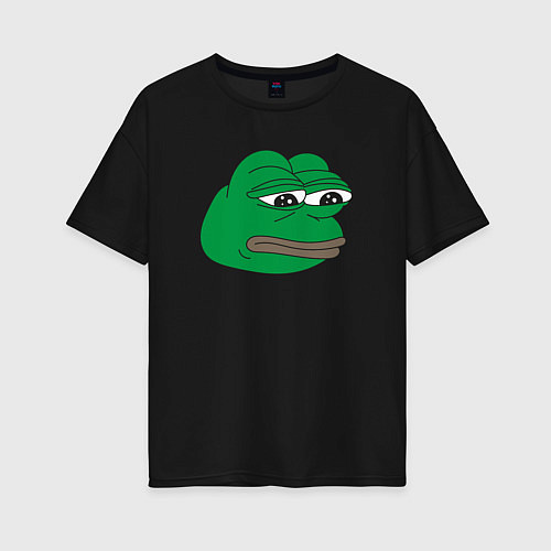 Женская футболка оверсайз Лягушонок Пепе-Frog Pepe / Черный – фото 1