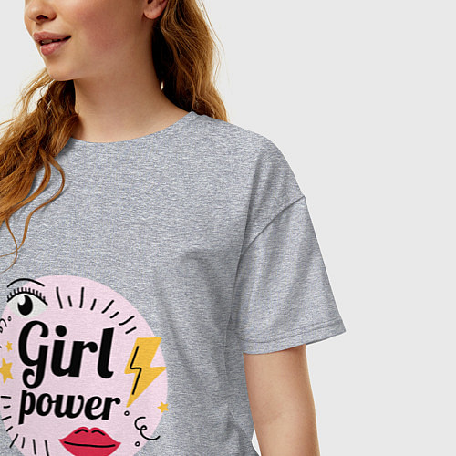 Женская футболка оверсайз Beauty girl power / Меланж – фото 3