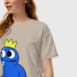 Футболка оверсайз женская Радужные друзья Синий следит, цвет: миндальный — фото 2