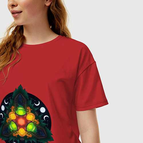 Женская футболка оверсайз DnD Dices - Halloween / Красный – фото 3