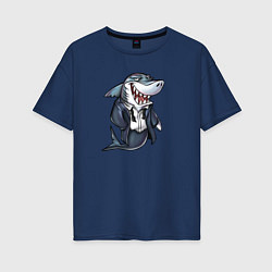 Футболка оверсайз женская Офисная акула, цвет: тёмно-синий