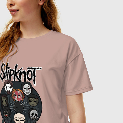 Женская футболка оверсайз Slipknot art fan / Пыльно-розовый – фото 3