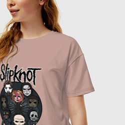 Футболка оверсайз женская Slipknot art fan, цвет: пыльно-розовый — фото 2