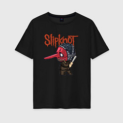 Футболка оверсайз женская Slipknot mask art, цвет: черный
