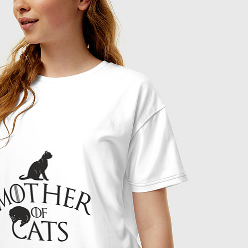 Женская футболка оверсайз Мать котов / Белый – фото 3
