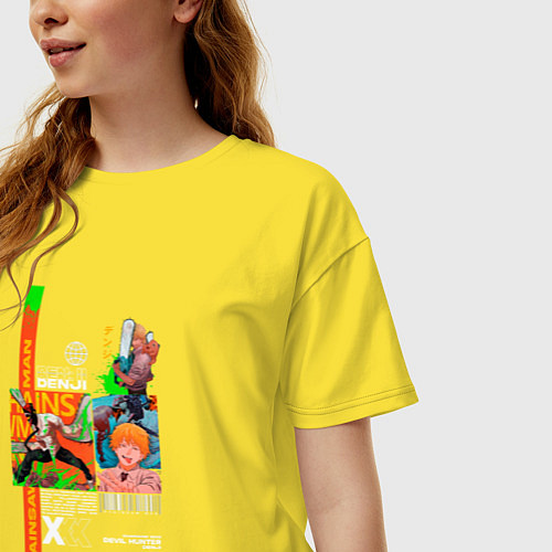 Женская футболка оверсайз Denji человек-бензопила / Желтый – фото 3