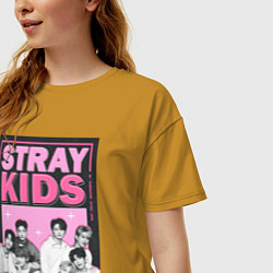 Футболка оверсайз женская Stray Kids boy band, цвет: горчичный — фото 2