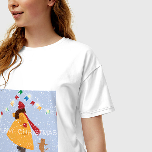 Женская футболка оверсайз Рождественское веселье / Белый – фото 3
