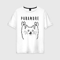 Футболка оверсайз женская Paramore - rock cat, цвет: белый