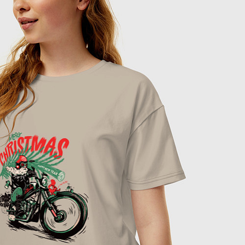 Женская футболка оверсайз Merry Christmas & Happy New Year - Lucky Baker and / Миндальный – фото 3