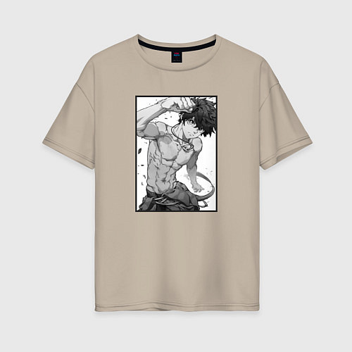 Женская футболка оверсайз Накаченный Кабанэ Кусак - Инцидент Кэмоно / Миндальный – фото 1