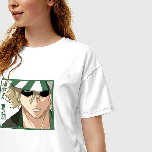 Женская футболка оверсайз Кисуке Урахара - Блич / Белый – фото 3