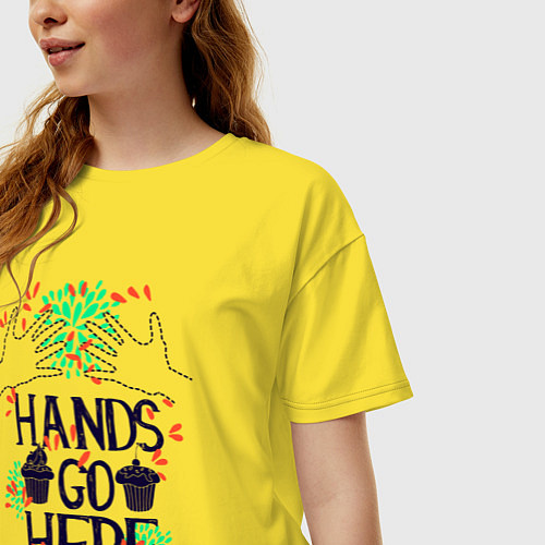 Женская футболка оверсайз Руки тянутся сюда / Желтый – фото 3