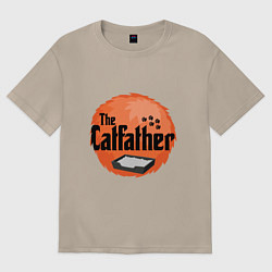 Футболка оверсайз женская Cat father, цвет: миндальный