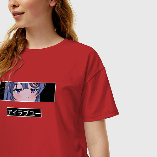 Женская футболка оверсайз Маи Сакурадзима этот глупый свин / Красный – фото 3