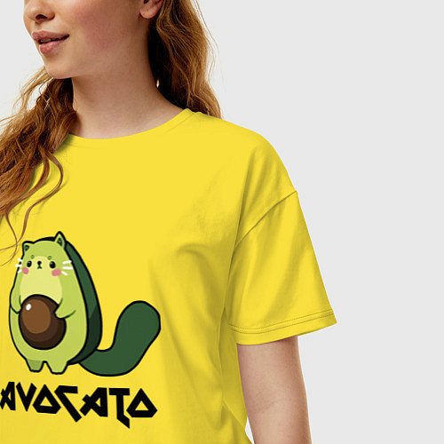 Женская футболка оверсайз Avocado - AvoCATo - Joke / Желтый – фото 3