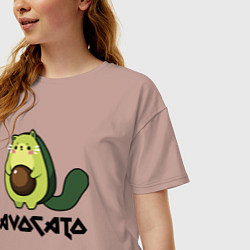 Футболка оверсайз женская Avocado - AvoCATo - Joke, цвет: пыльно-розовый — фото 2