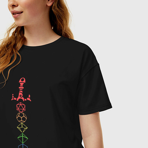 Женская футболка оверсайз Rainbow Dice Sword / Черный – фото 3