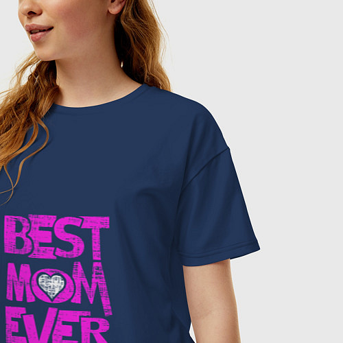 Женская футболка оверсайз Лучшая на свете мама / Тёмно-синий – фото 3