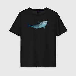 Футболка оверсайз женская Realistic shark, цвет: черный