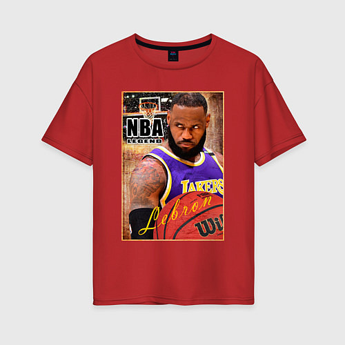 Женская футболка оверсайз NBA легенды Леброн Джеймс / Красный – фото 1