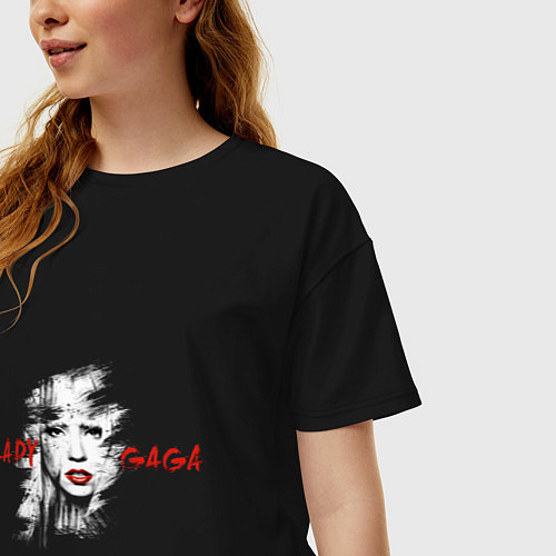 Женская футболка оверсайз Lady gaga singer / Черный – фото 3