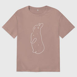 Футболка оверсайз женская Волшебный кролик и звезды, цвет: пыльно-розовый