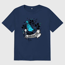 Футболка оверсайз женская Птица и ягоды - follow me, цвет: тёмно-синий