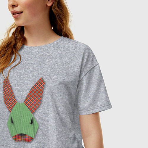 Женская футболка оверсайз Лоскутный кролик / Меланж – фото 3