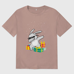Женская футболка оверсайз Кролик ДЭБ и новый год