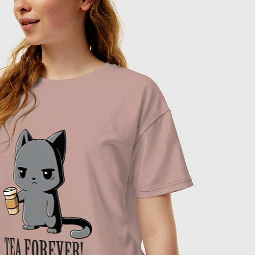 Женская футболка оверсайз Tea forever! / Пыльно-розовый – фото 3