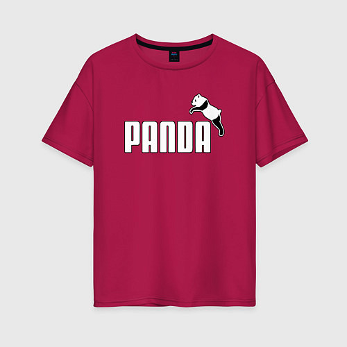 Женская футболка оверсайз Панда вместо пумы / Маджента – фото 1