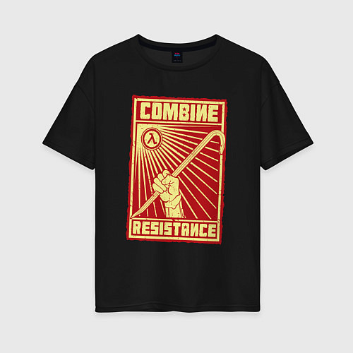 Женская футболка оверсайз Сопротивление комбайнам / Черный – фото 1