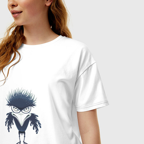 Женская футболка оверсайз Синяя ворона / Белый – фото 3