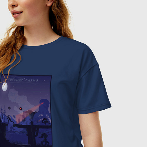 Женская футболка оверсайз Abe oddysee - rupture farms / Тёмно-синий – фото 3