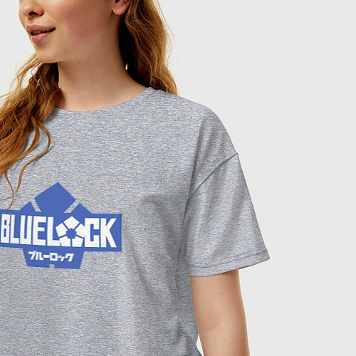 Женская футболка оверсайз Logo Blue Lock / Меланж – фото 3