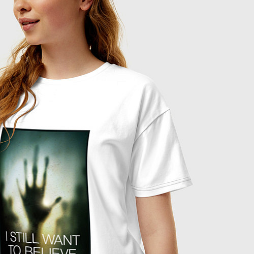 Женская футболка оверсайз X Files - believe / Белый – фото 3