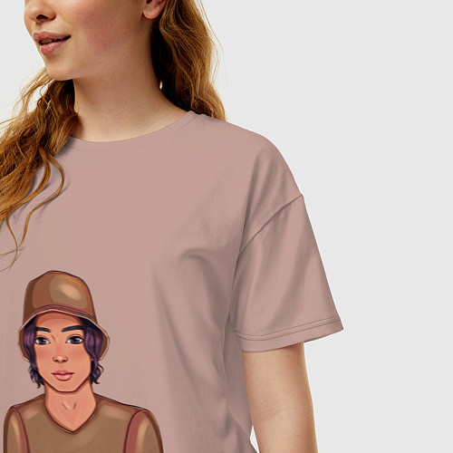 Женская футболка оверсайз Мультяшный мальчик в шляпе / Пыльно-розовый – фото 3