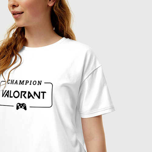 Женская футболка оверсайз Valorant gaming champion: рамка с лого и джойстико / Белый – фото 3