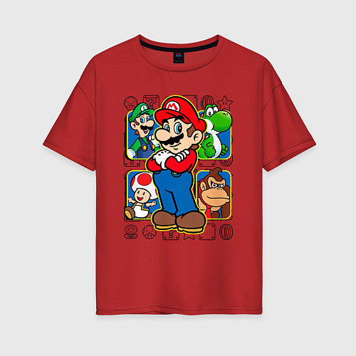 Женская футболка оверсайз Супер Марио / Красный – фото 1