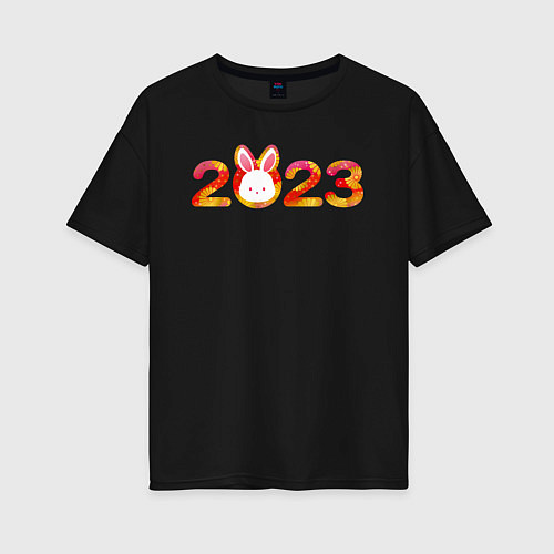 Женская футболка оверсайз Новый год 2023 / Черный – фото 1