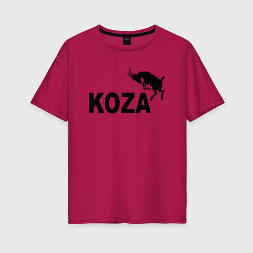 Женская футболка оверсайз Коза вместо пумы / Маджента – фото 1